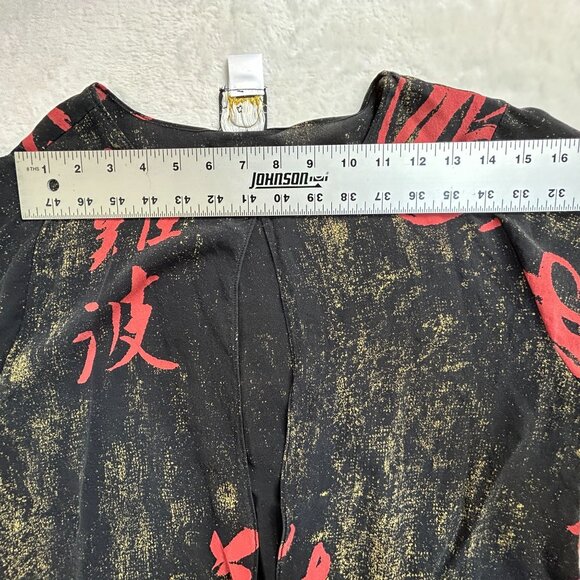Vintage Namba Womens 100% Silk Asian Inspired Open Front Jacket Small Black Red - Picture 5 of 7